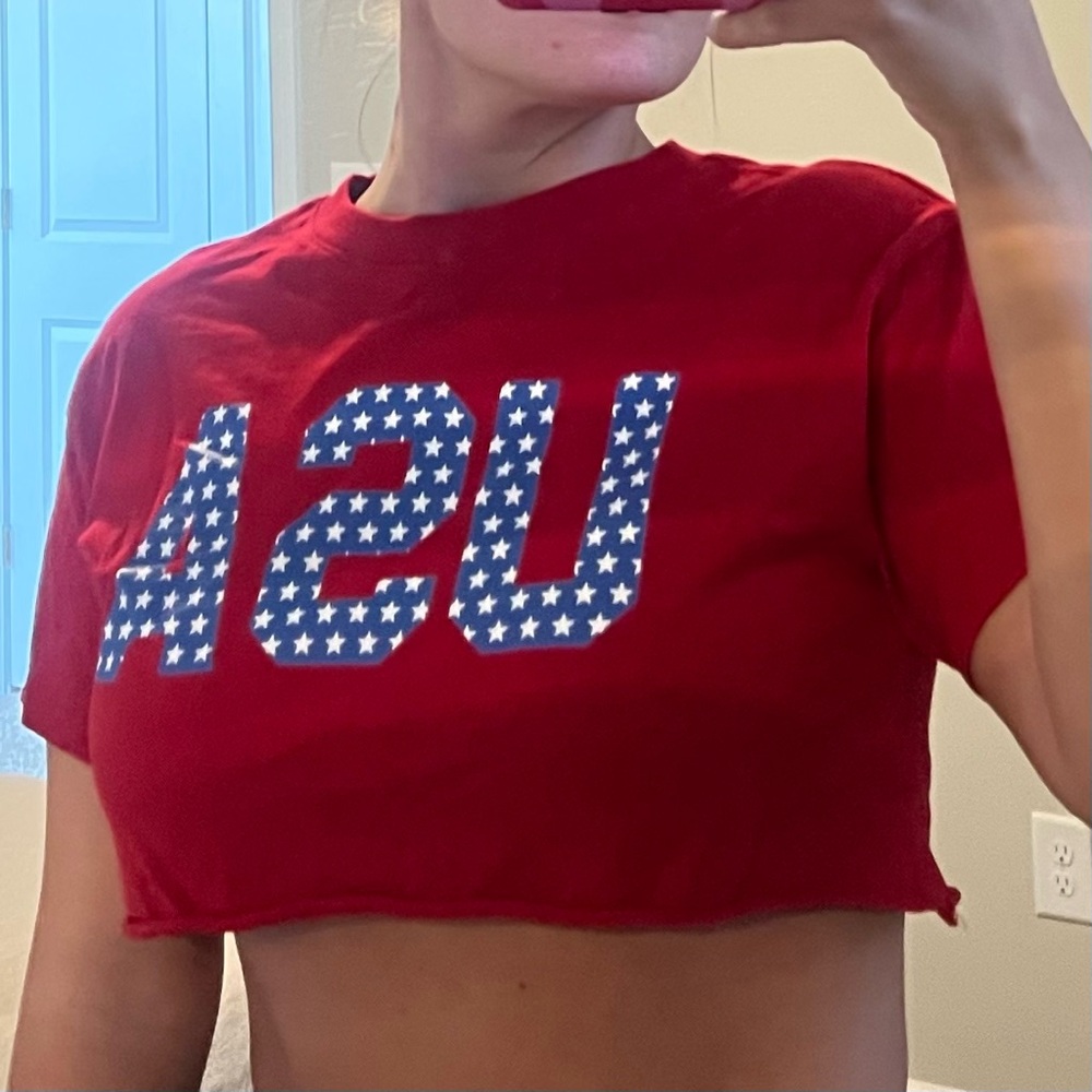 Forever 21 Red USA Star Graphic Crop Top